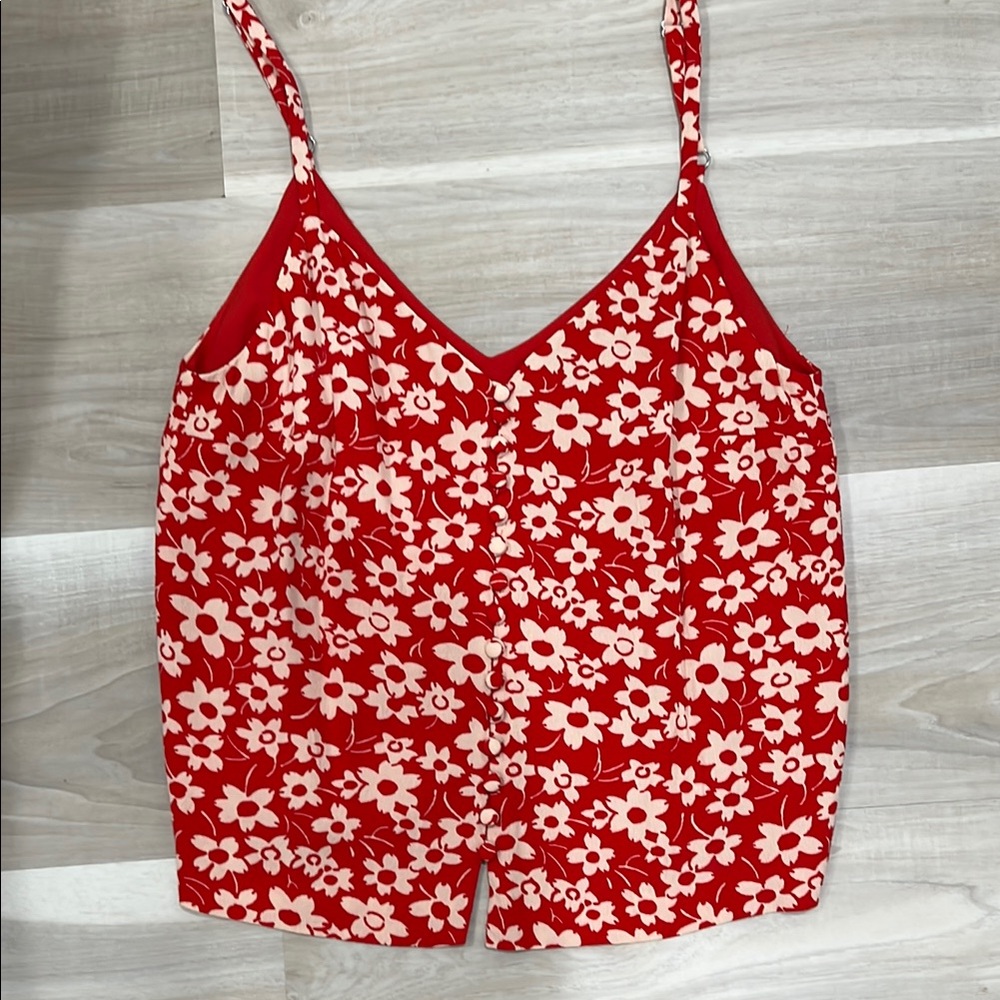 Madewell Red Sleeveless Crop Camisole